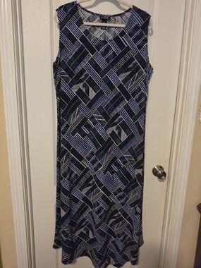 Catherines Navy and White Sleeveless Maxi Dress